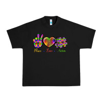 Black Peace Love Autism Urban Heavy Tee - BundleAndBundleShop