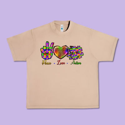 Peace Love Autism Urban Heavy Tee Designed By Bundleandbundleshop