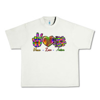 Pistachio Peace Love Autism Urban Heavy Tee - BundleAndBundleShop
