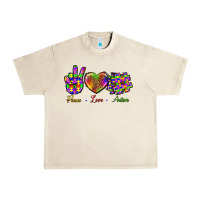 Sandshell Peace Love Autism Urban Heavy Tee - BundleAndBundleShop