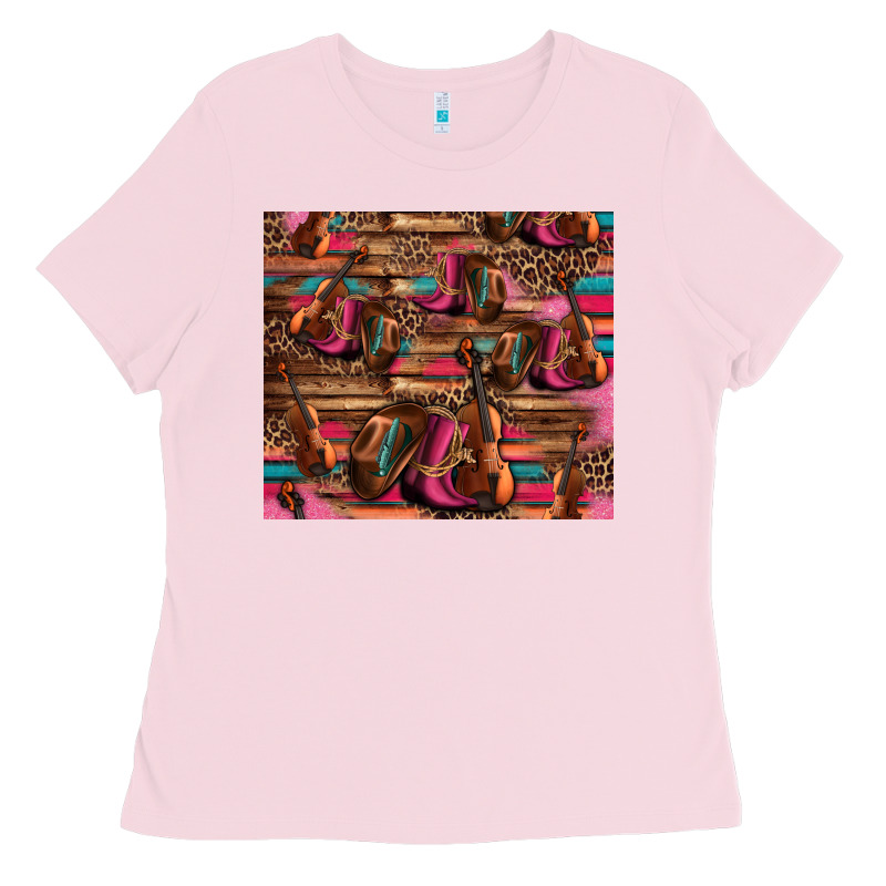 Valentines Day Violin And Cowboy Boots Country Music Ladies Tee by Jasminsmagicworld | Teevron
