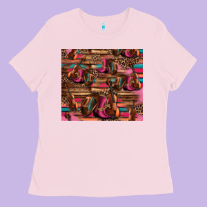 Valentines Day Violin And Cowboy Boots Country Music Ladies Tee Designed By Jasminsmagicworld