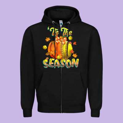 Its The Season Softball Zipper Hoodie Designed By Cowgirlartshop