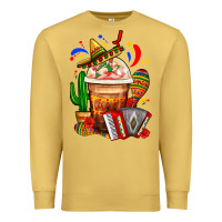 Antique Gold Mexican Frappe With Cactus Sombrero And Maracas Premium Sweatshirt - FaDigitalArtStudio