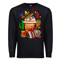 Black Mexican Frappe With Cactus Sombrero And Maracas Premium Sweatshirt - FaDigitalArtStudio