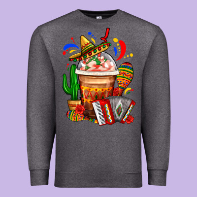 Mexican Frappe With Cactus Sombrero And Maracas Premium Sweatshirt Designed By Fadigitalartstudio