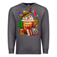 Charcoal Heather Mexican Frappe With Cactus Sombrero And Maracas Premium Sweatshirt - FaDigitalArtStudio