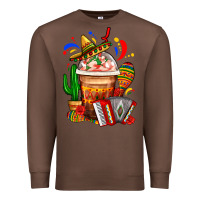 Chestnut Mexican Frappe With Cactus Sombrero And Maracas Premium Sweatshirt - FaDigitalArtStudio