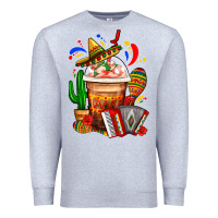 Heather Grey Mexican Frappe With Cactus Sombrero And Maracas Premium Sweatshirt - FaDigitalArtStudio