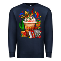 Navy Mexican Frappe With Cactus Sombrero And Maracas Premium Sweatshirt - FaDigitalArtStudio