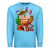 Ocean Blue Mexican Frappe With Cactus Sombrero And Maracas Premium Sweatshirt - FaDigitalArtStudio