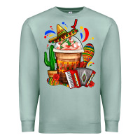 Seafoam Mexican Frappe With Cactus Sombrero And Maracas Premium Sweatshirt - FaDigitalArtStudio