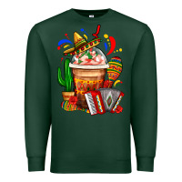 Sports Green Mexican Frappe With Cactus Sombrero And Maracas Premium Sweatshirt - FaDigitalArtStudio