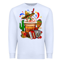 White Mexican Frappe With Cactus Sombrero And Maracas Premium Sweatshirt - FaDigitalArtStudio