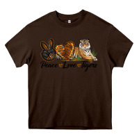 Chocolate Brown Peace Love Tigers Heavy Core Tee - LillyAllenDesigns