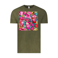 Vintage Olive valentines day with love coffee cups  seamless pattern bbs Vintage Tee - BundleAndBundleShop