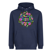 Navy Easter Day Flower Easter Heavyweight Hoodie - OliviaCreatesArt