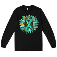 Black Ovarian Liver Cancer Awareness Sunflower Long Sleeve Tee - RanaPortraitStore