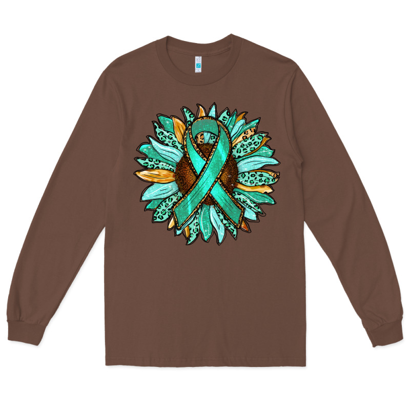 Ovarian Liver Cancer Awareness Sunflower Long Sleeve Tee by RanaPortraitStore | Teevron