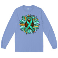 Colony Blue Ovarian Liver Cancer Awareness Sunflower Long Sleeve Tee - RanaPortraitStore