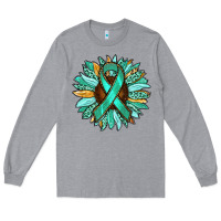Heather Grey Ovarian Liver Cancer Awareness Sunflower Long Sleeve Tee - RanaPortraitStore