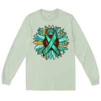 Matcha Ovarian Liver Cancer Awareness Sunflower Long Sleeve Tee - RanaPortraitStore