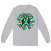Moon Dust Ovarian Liver Cancer Awareness Sunflower Long Sleeve Tee - RanaPortraitStore