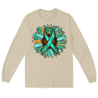 Mushroom Ovarian Liver Cancer Awareness Sunflower Long Sleeve Tee - RanaPortraitStore