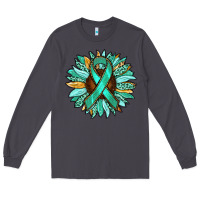 Smoke Ovarian Liver Cancer Awareness Sunflower Long Sleeve Tee - RanaPortraitStore