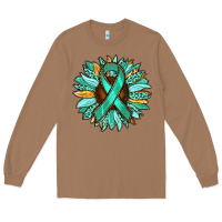 Toasted Coconut Ovarian Liver Cancer Awareness Sunflower Long Sleeve Tee - RanaPortraitStore
