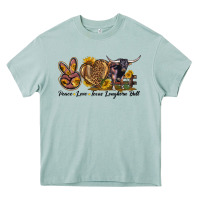Arona Peace Love Texas Longhorn Bull Heavy Core Tee - LillyAllenDesigns
