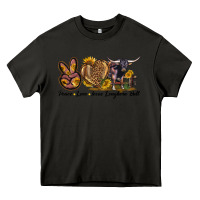 Asphalt Peace Love Texas Longhorn Bull Heavy Core Tee - LillyAllenDesigns