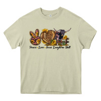 Mossy Peace Love Texas Longhorn Bull Heavy Core Tee - LillyAllenDesigns