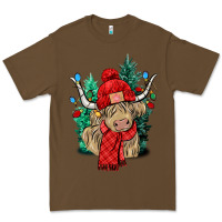 Cacao Red Christmas long haired Cow Premium Tee - NancyCooperArtShop