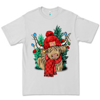 Dove Grey Red Christmas long haired Cow Premium Tee - NancyCooperArtShop