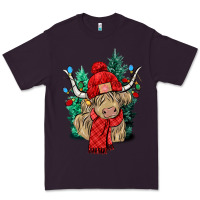 Plum Red Christmas long haired Cow Premium Tee - NancyCooperArtShop