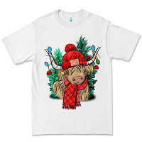 White Red Christmas long haired Cow Premium Tee - NancyCooperArtShop