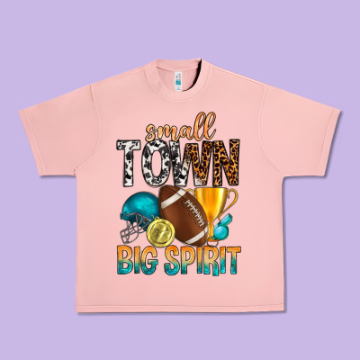 Small Town Big Spirit Urban Heavy Tee Designed By Bundleandbundleshop
