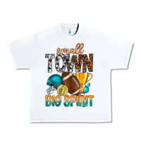 White Small Town Big Spirit Urban Heavy Tee - BundleAndBundleShop