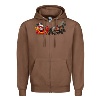 Chestnut santa riding his sleigh with gifts Zipper Hoodie - CowGirlArtShop