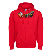 Red santa riding his sleigh with gifts Zipper Hoodie - CowGirlArtShop