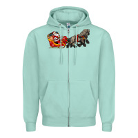 Seafoam santa riding his sleigh with gifts Zipper Hoodie - CowGirlArtShop