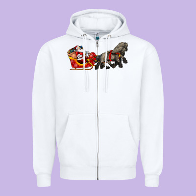 Santa Riding His Sleigh With Gifts Zipper Hoodie Designed By Cowgirlartshop