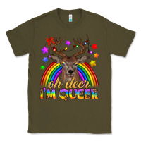 Army Green LGBTQ+ Oh Deer I'm Queer Classic Tee - BundleAndBundleShop
