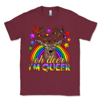Burgundy LGBTQ+ Oh Deer I'm Queer Classic Tee - BundleAndBundleShop