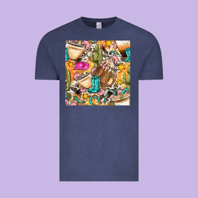Western Cowgirl Coffee Cup With Cowhide Seamless Pattern Bbs Vintage Tee Designed By Bundleandbundleshop