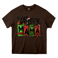 Chocolate Brown merry mama Christmas Heavy Core Tee - Jasminsmagicworld