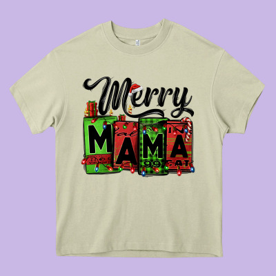 Merry Mama Christmas Heavy Core Tee Designed By Jasminsmagicworld