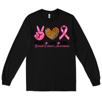 Black Peace Love Cure Breast Cancer Long Sleeve Tee - RanaPortraitStore