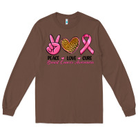Chestnut Peace Love Cure Breast Cancer Long Sleeve Tee - RanaPortraitStore
